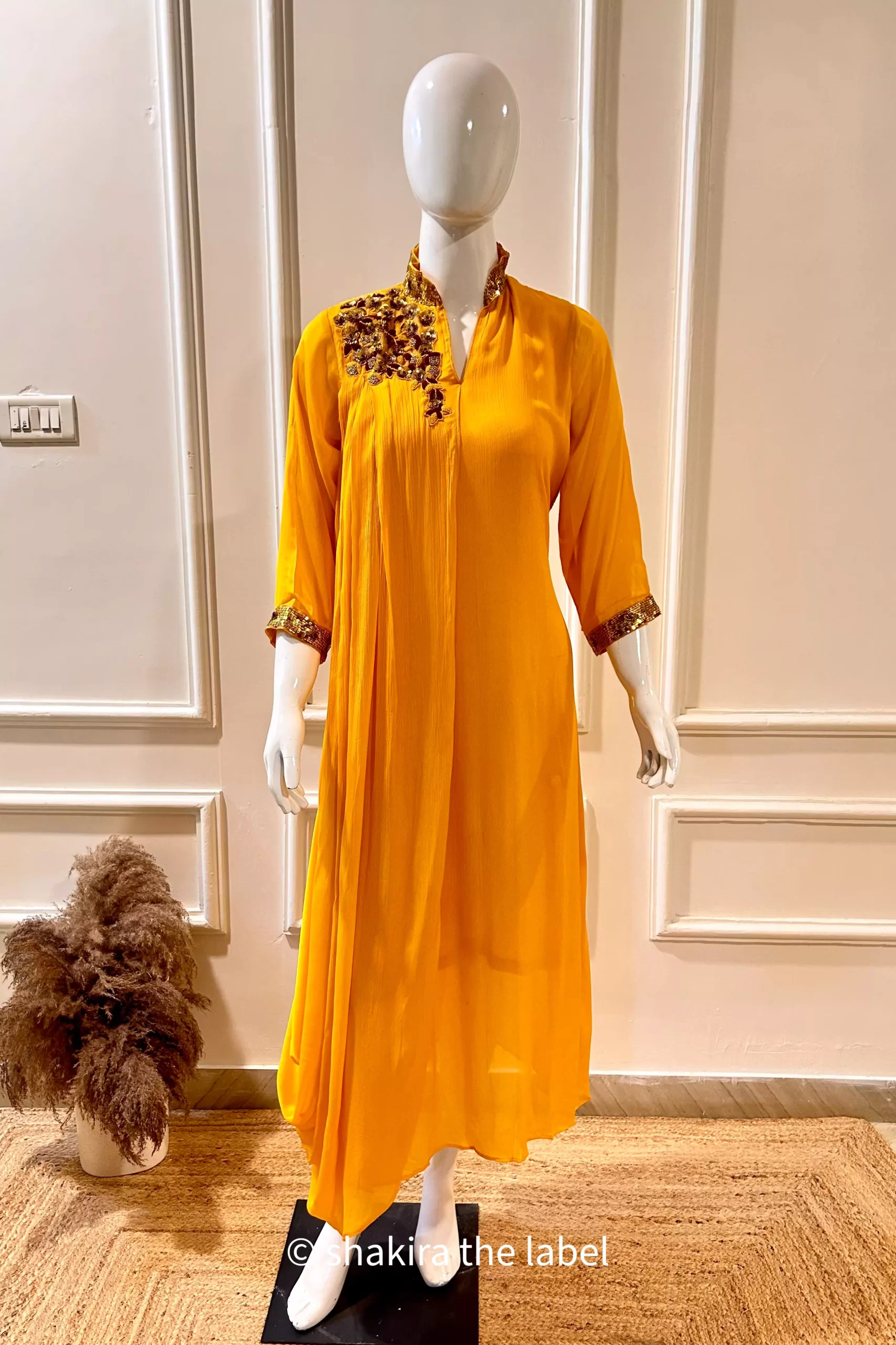 Yellow Color Georgette Readymade Plazzo Dress