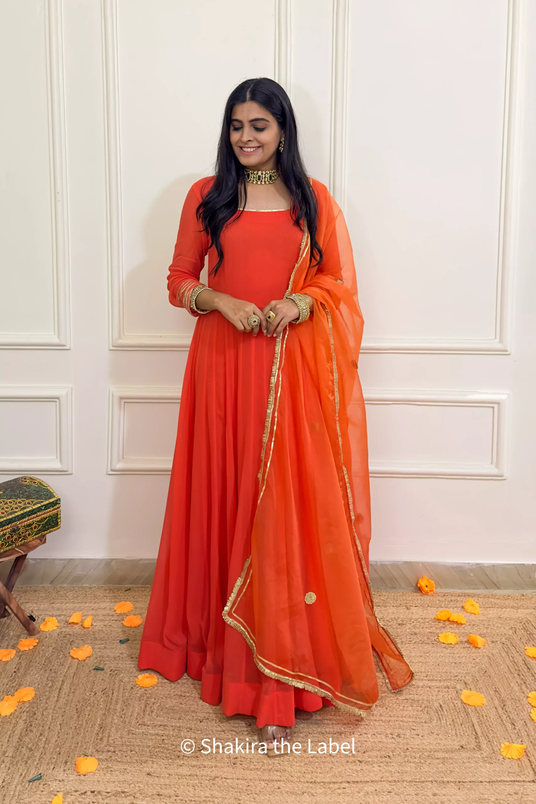 Orange Georgette Anarkali Dress